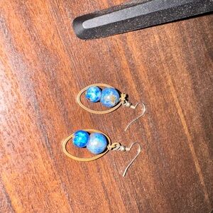 Studio Barse Blue and Gold Oval Earrings